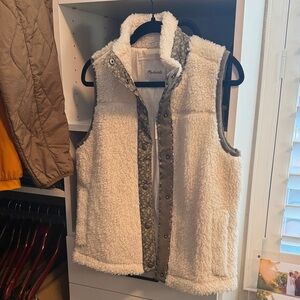 Madewell Cream Sherpa Vest with Patterned Lining